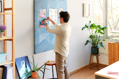 Wall cork memo board Geometric shapes in shades of blue