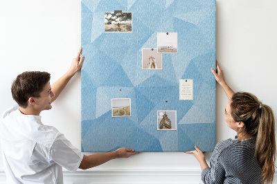 Wall cork memo board Geometric shapes in shades of blue