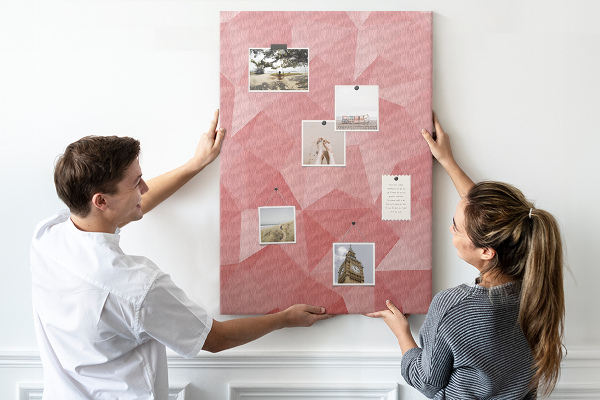 Memo cork board Abstract pink geometric triangle pattern