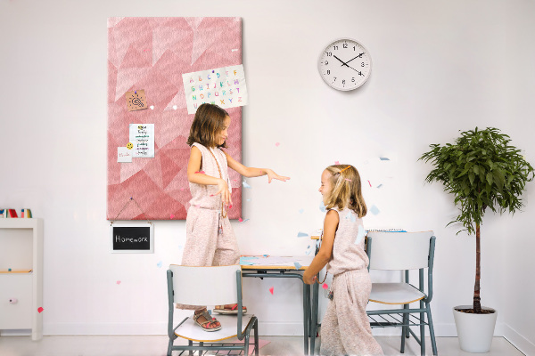 Memo cork board Abstract pink geometric triangle pattern