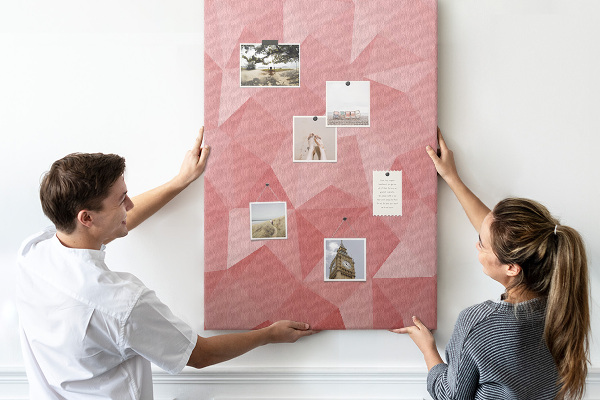 Memo cork board Abstract pink geometric triangle pattern