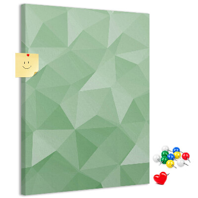 Cork notice board Geometric shapes in shades of green