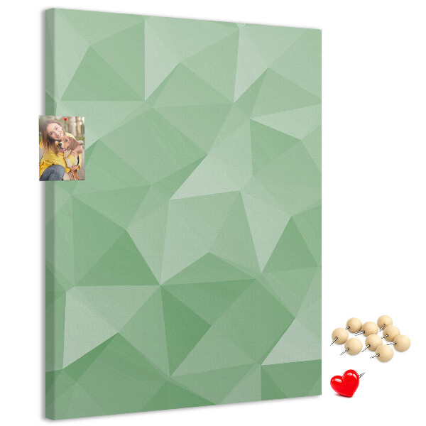 Cork notice board Geometric shapes in shades of green