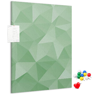 Cork notice board Geometric shapes in shades of green