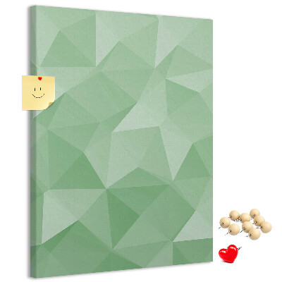 Cork notice board Geometric shapes in shades of green