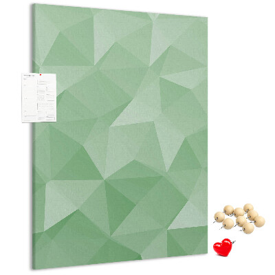 Cork notice board Geometric shapes in shades of green