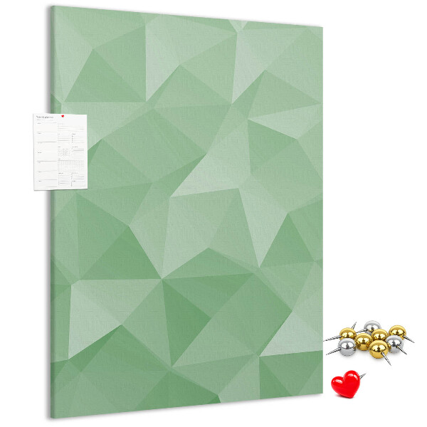 Cork notice board Geometric shapes in shades of green