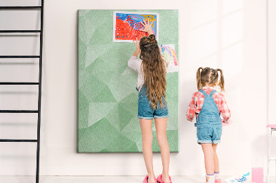 Cork notice board Geometric shapes in shades of green