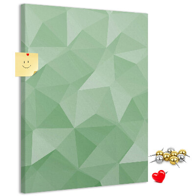 Cork notice board Geometric shapes in shades of green