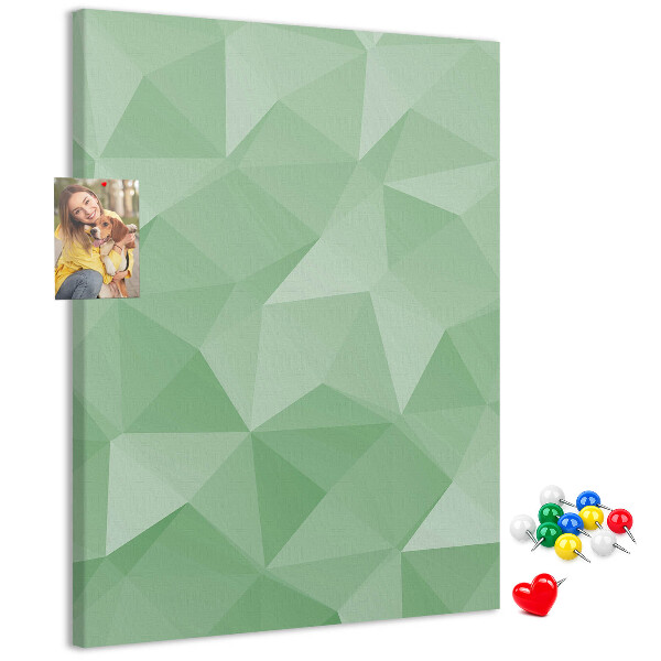 Cork notice board Geometric shapes in shades of green