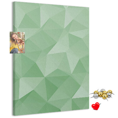 Cork notice board Geometric shapes in shades of green