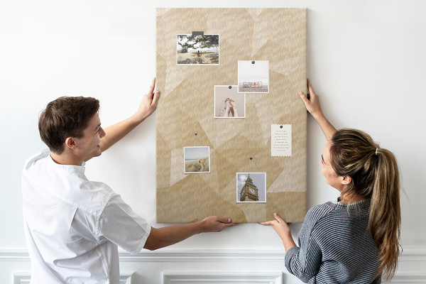 Pin board Geometry in shades of beige and brown