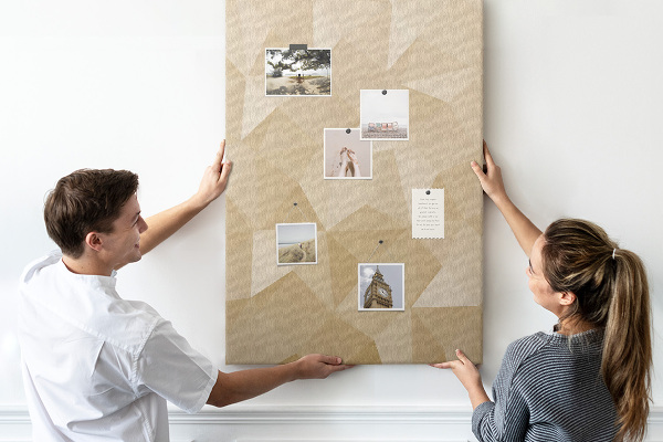 Pin board Geometry in shades of beige and brown