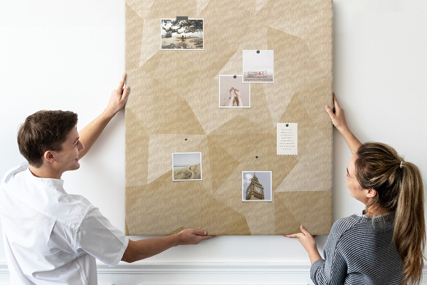 Pin board Geometry in shades of beige and brown