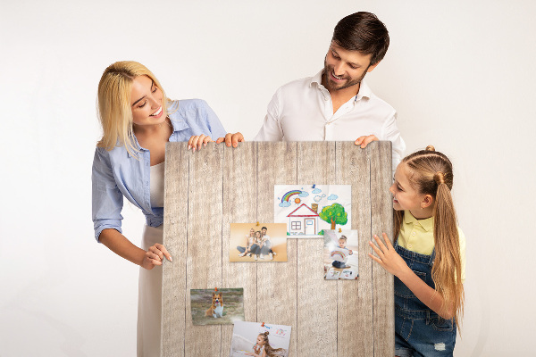 Memo cork board Natural pattern of wooden boards on the background