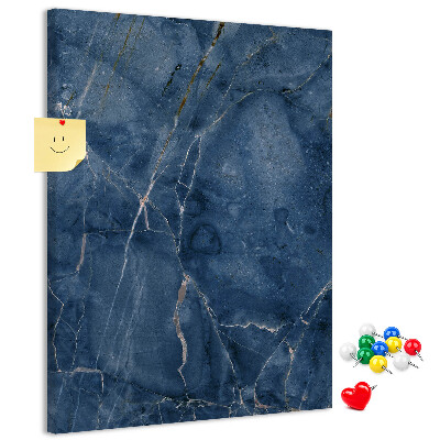 Cork notice board Elegant marble in shades of navy blue