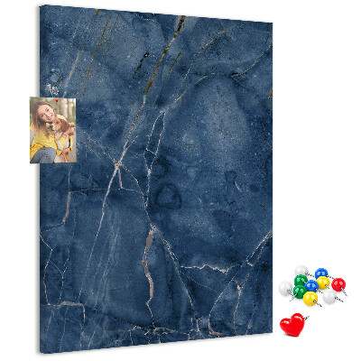 Cork notice board Elegant marble in shades of navy blue