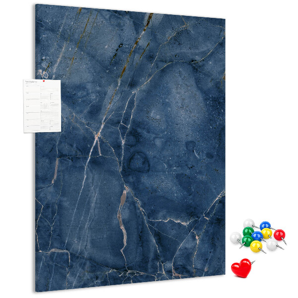Cork notice board Elegant marble in shades of navy blue