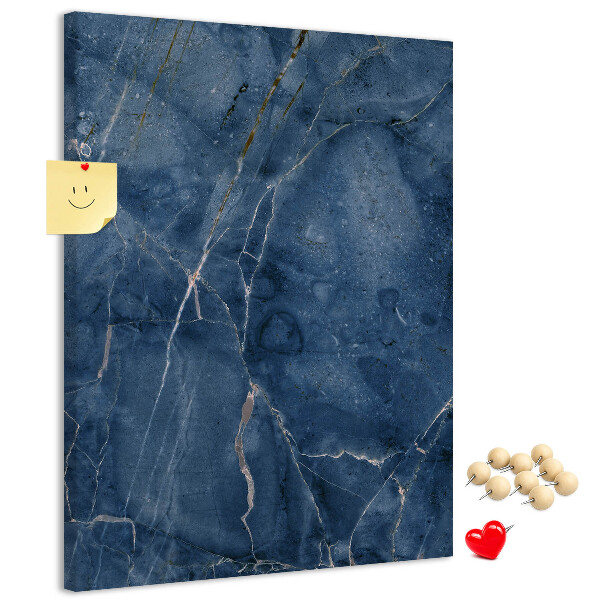 Cork notice board Elegant marble in shades of navy blue