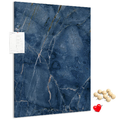 Cork notice board Elegant marble in shades of navy blue