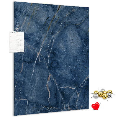 Cork notice board Elegant marble in shades of navy blue