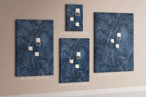 Cork notice board Elegant marble in shades of navy blue