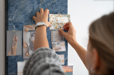 Cork notice board Elegant marble in shades of navy blue