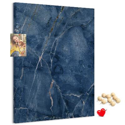 Cork notice board Elegant marble in shades of navy blue