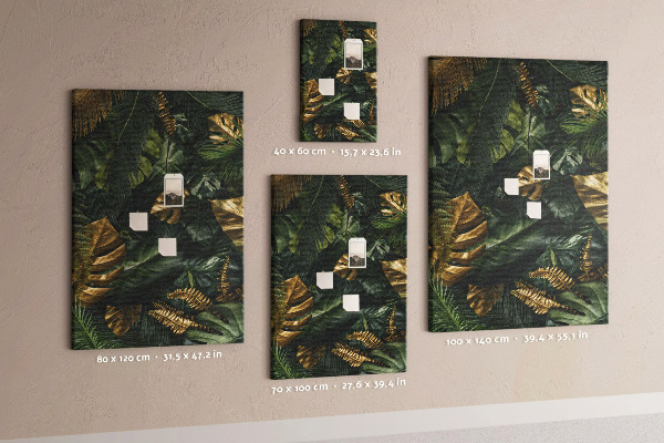 Pin board Golden leaves in a tropical plant composition