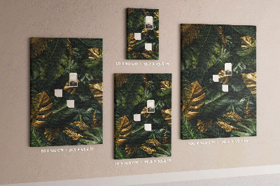 Pin board Golden leaves in a tropical plant composition