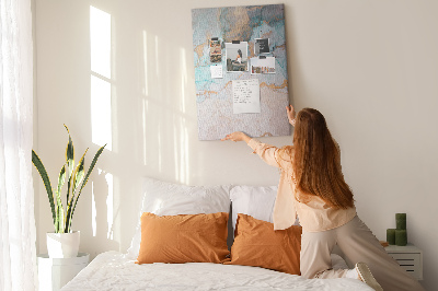 Wall cork memo board Delicate watercolors in shades of blue