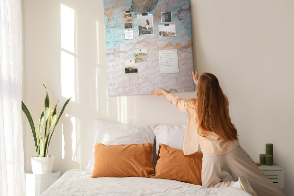 Wall cork memo board Delicate watercolors in shades of blue
