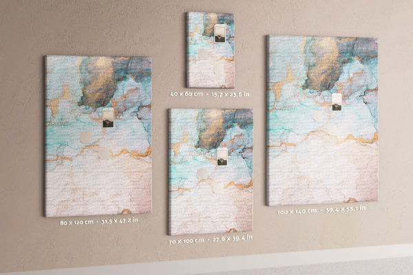 Wall cork memo board Delicate watercolors in shades of blue