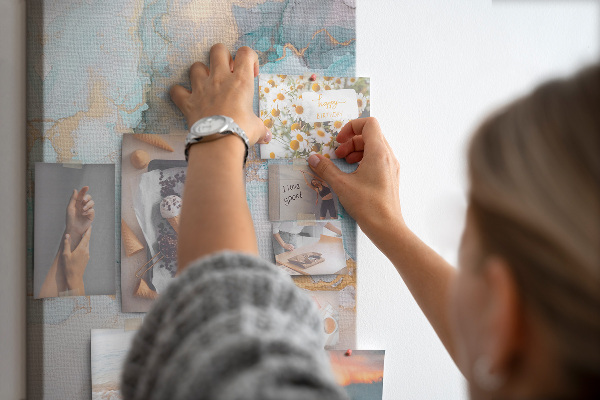 Wall cork memo board Delicate watercolors in shades of blue