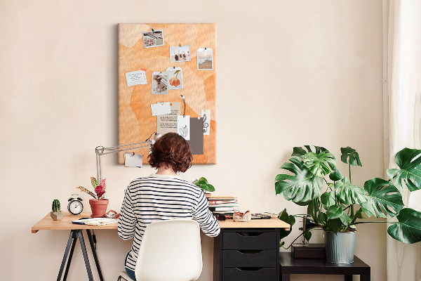 Pin board Geometry in shades of orange and beige
