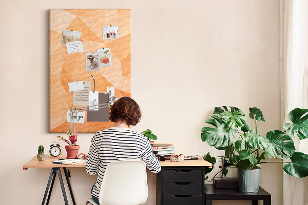 Pin board Geometry in shades of orange and beige