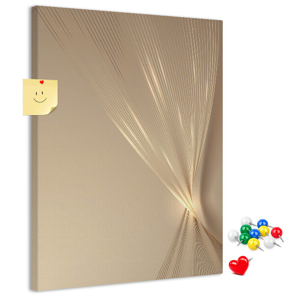 Wall cork memo board Delicate lines on a background in shades of beige