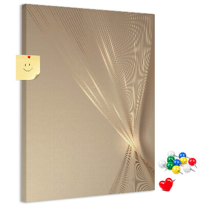 Wall cork memo board Delicate lines on a background in shades of beige