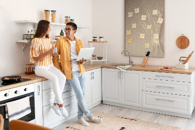 Wall cork memo board Delicate lines on a background in shades of beige