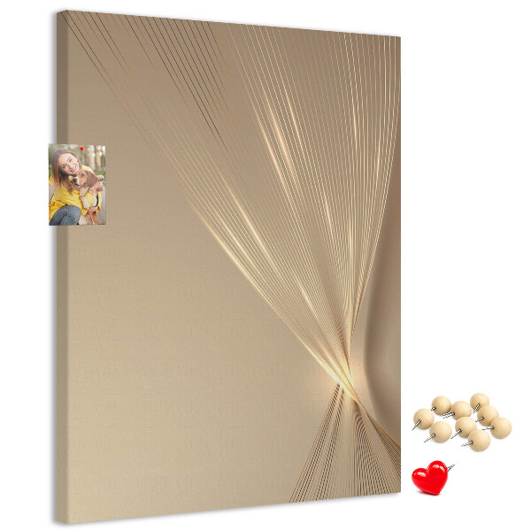 Wall cork memo board Delicate lines on a background in shades of beige