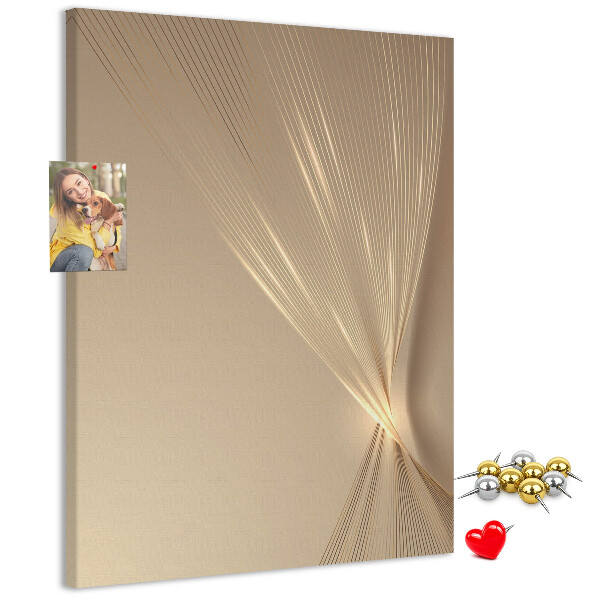 Wall cork memo board Delicate lines on a background in shades of beige
