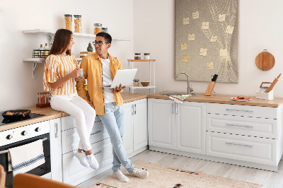 Wall cork memo board Delicate lines on a background in shades of beige