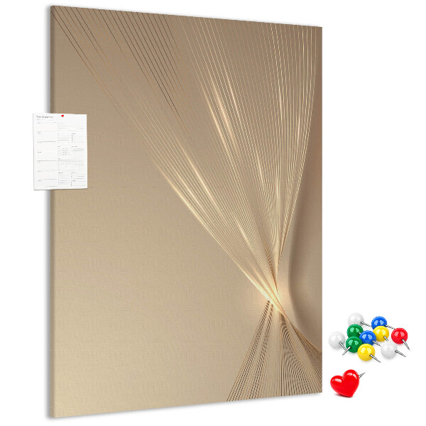 Wall cork memo board Delicate lines on a background in shades of beige