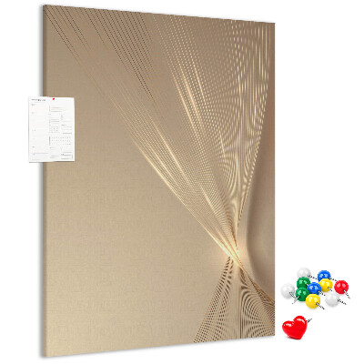Wall cork memo board Delicate lines on a background in shades of beige