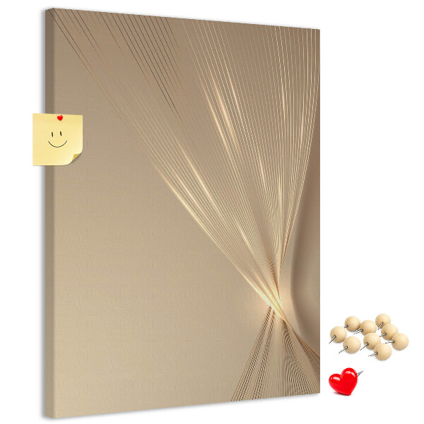 Wall cork memo board Delicate lines on a background in shades of beige