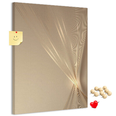 Wall cork memo board Delicate lines on a background in shades of beige