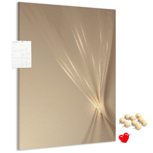 Wall cork memo board Delicate lines on a background in shades of beige