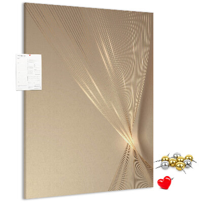 Wall cork memo board Delicate lines on a background in shades of beige