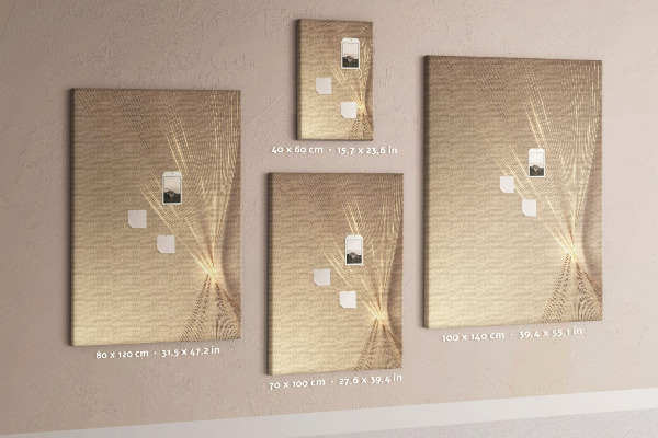 Wall cork memo board Delicate lines on a background in shades of beige