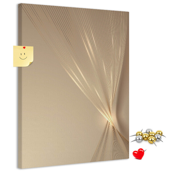 Wall cork memo board Delicate lines on a background in shades of beige